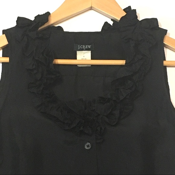 J. Crew Other - J. Crew Silk Black Ruffle Collar Tank Button down